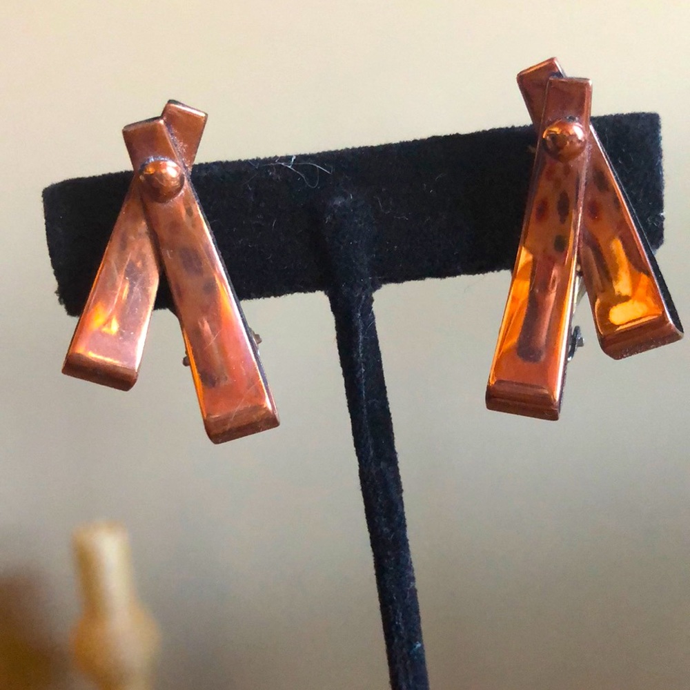 Mid-century copper earrings